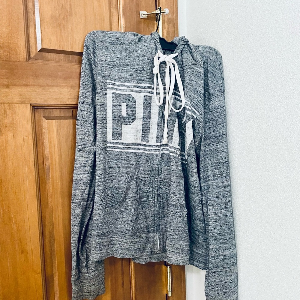 PINK Grey Zip-up Hoodie